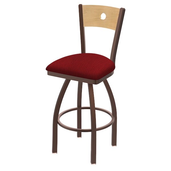 25" Swivel Counter Stool, Bronze Finish, Nat Back, Graph Ruby Seat